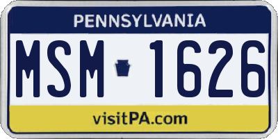PA license plate MSM1626