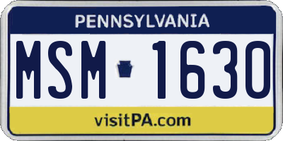 PA license plate MSM1630