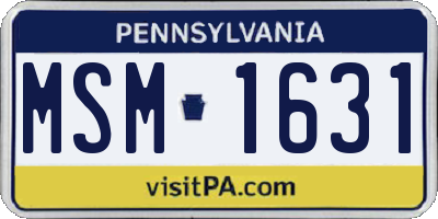 PA license plate MSM1631
