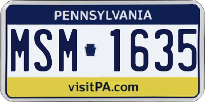 PA license plate MSM1635
