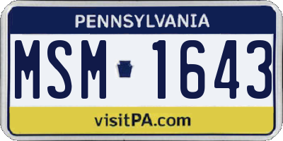 PA license plate MSM1643