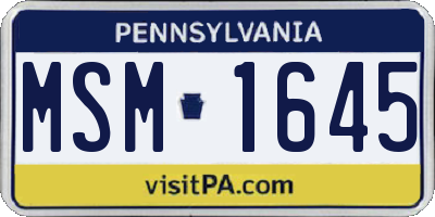 PA license plate MSM1645