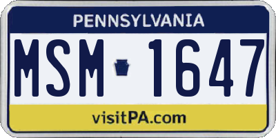 PA license plate MSM1647