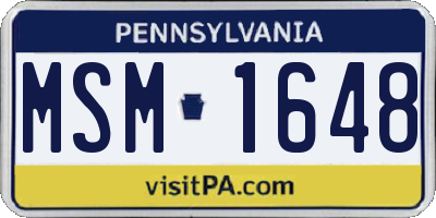 PA license plate MSM1648