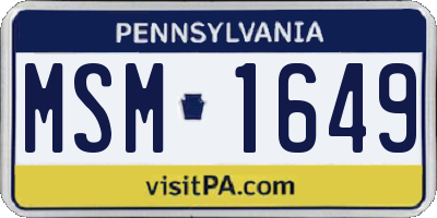 PA license plate MSM1649