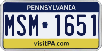 PA license plate MSM1651