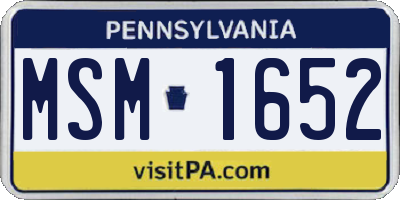 PA license plate MSM1652
