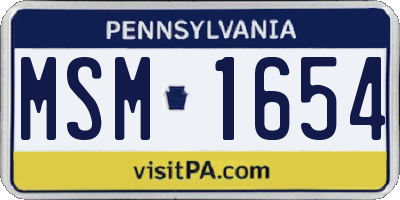 PA license plate MSM1654