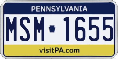PA license plate MSM1655