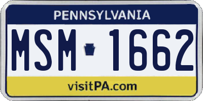 PA license plate MSM1662