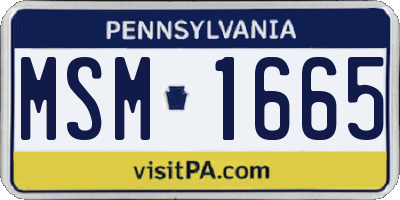PA license plate MSM1665