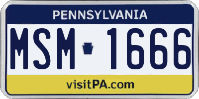 PA license plate MSM1666