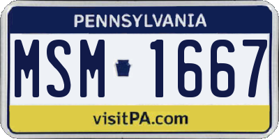 PA license plate MSM1667