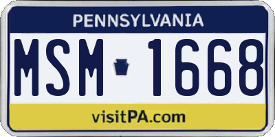 PA license plate MSM1668