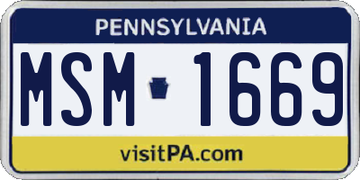 PA license plate MSM1669