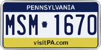 PA license plate MSM1670