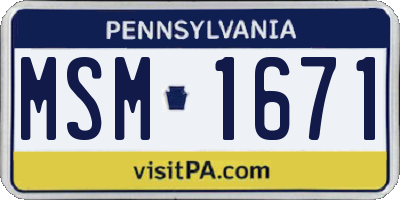 PA license plate MSM1671
