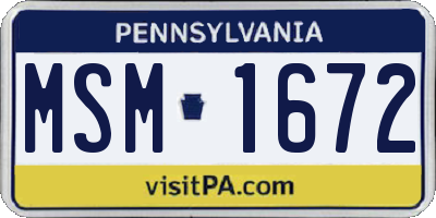 PA license plate MSM1672