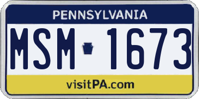 PA license plate MSM1673