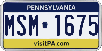 PA license plate MSM1675