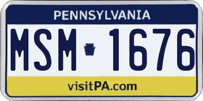 PA license plate MSM1676