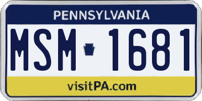 PA license plate MSM1681
