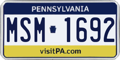 PA license plate MSM1692