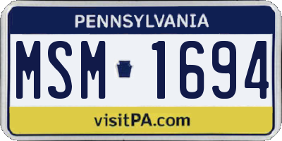 PA license plate MSM1694