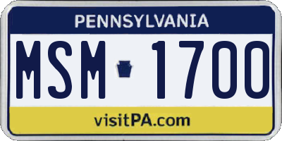 PA license plate MSM1700