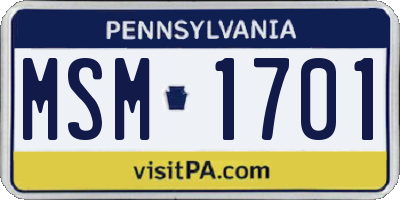 PA license plate MSM1701