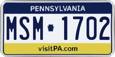PA license plate MSM1702