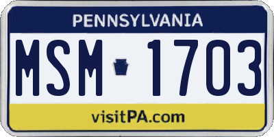 PA license plate MSM1703
