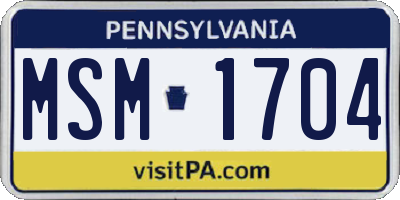PA license plate MSM1704