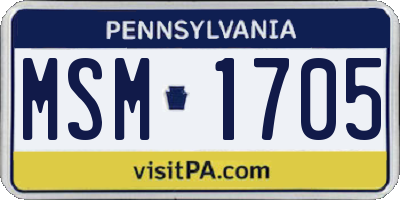 PA license plate MSM1705