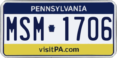 PA license plate MSM1706