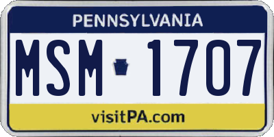 PA license plate MSM1707