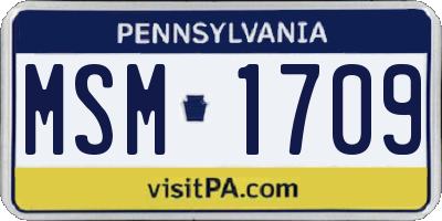 PA license plate MSM1709