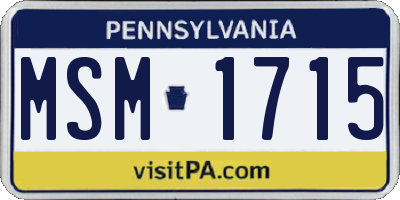 PA license plate MSM1715