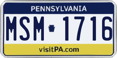 PA license plate MSM1716