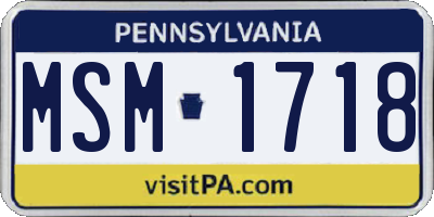 PA license plate MSM1718