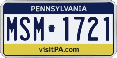 PA license plate MSM1721