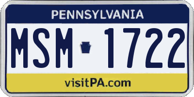 PA license plate MSM1722