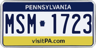 PA license plate MSM1723
