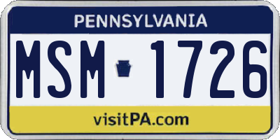 PA license plate MSM1726
