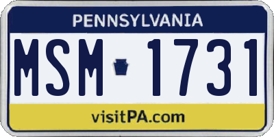 PA license plate MSM1731