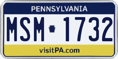 PA license plate MSM1732