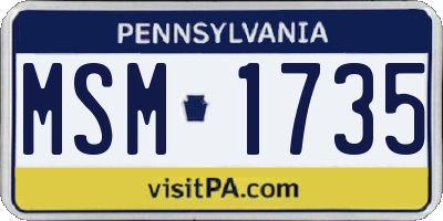 PA license plate MSM1735