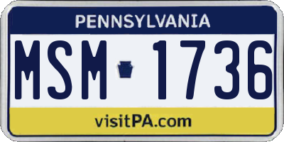 PA license plate MSM1736