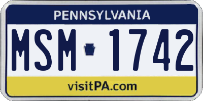 PA license plate MSM1742
