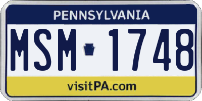 PA license plate MSM1748